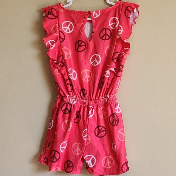FALLS CREEK ROMPER - PINK RUFFLES PEACE SIGNS Size 18Months - Picture 3 of 4